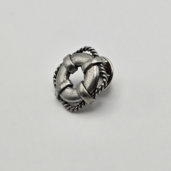 Life Preserver Lapel Pin Handcrafted Pewter Nautical Coastal Artist Signed NEW - Picture 5 of 10